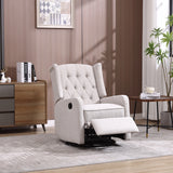 Multi-Functional Linen Recliner Chair With Rocking Swivel - Omega Lifestyles