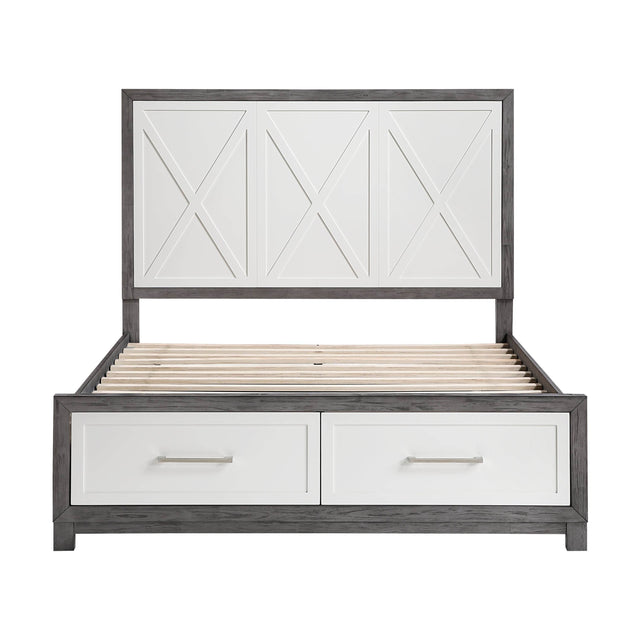 Queen Wood Platform Bed With Footboard Storage - Omega Lifestyles
