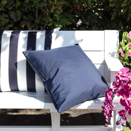 Outdoor Weather Resistant Navy Polyester Patio Pillow 20x20 Inches - Omega Lifestyles