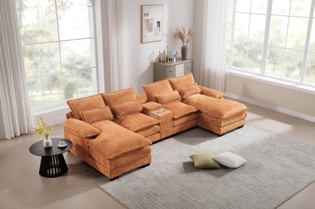 Modern U-Shaped Upholstered 6-Seat Sleeper Sofa - Omega Lifestyles