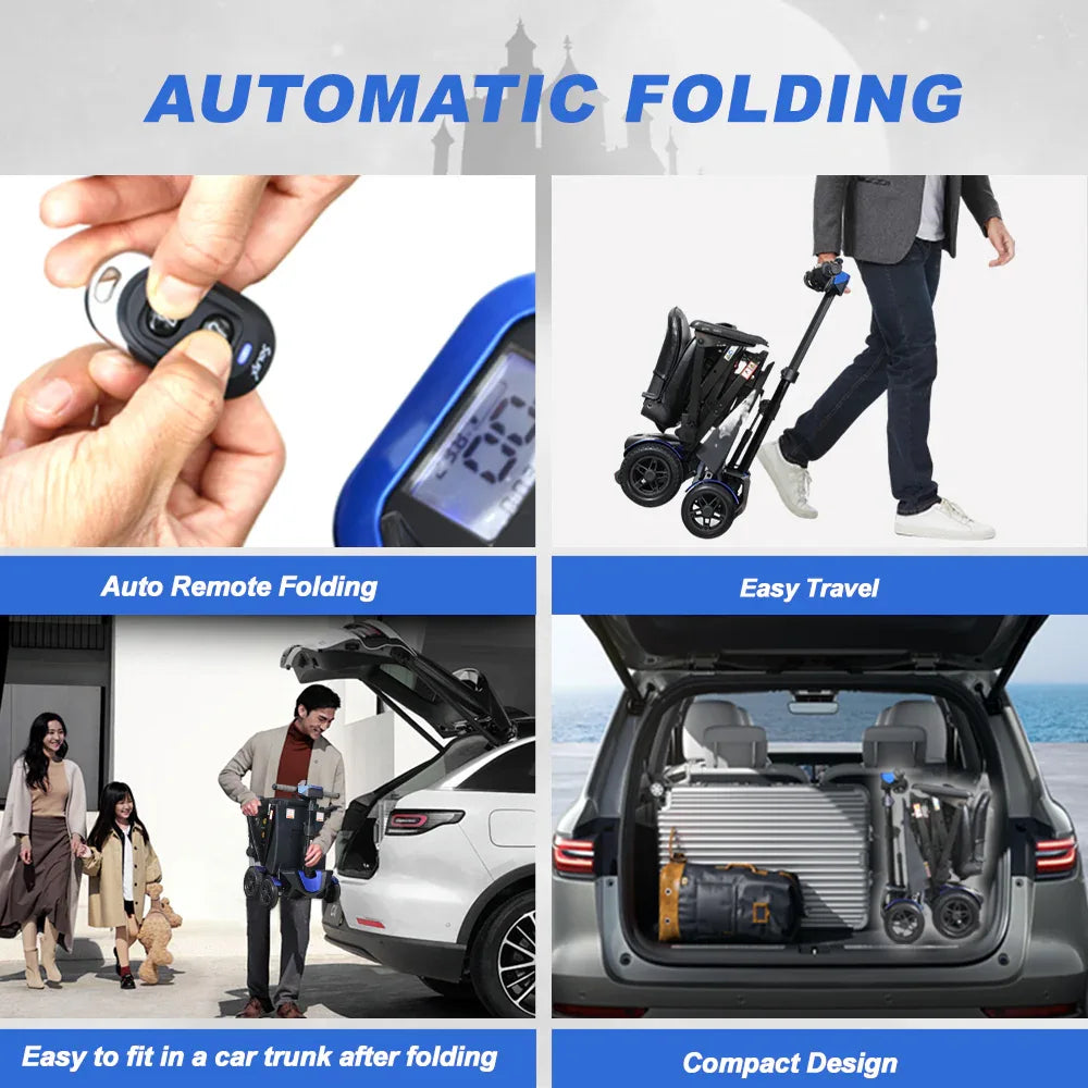 Foldable Lightweight 4-Wheel Electric Mobility Scooter - Omega Lifestyles