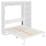Queen Murphy Bed Wall Bed With Shelves White Solid Wood - Omega Lifestyles