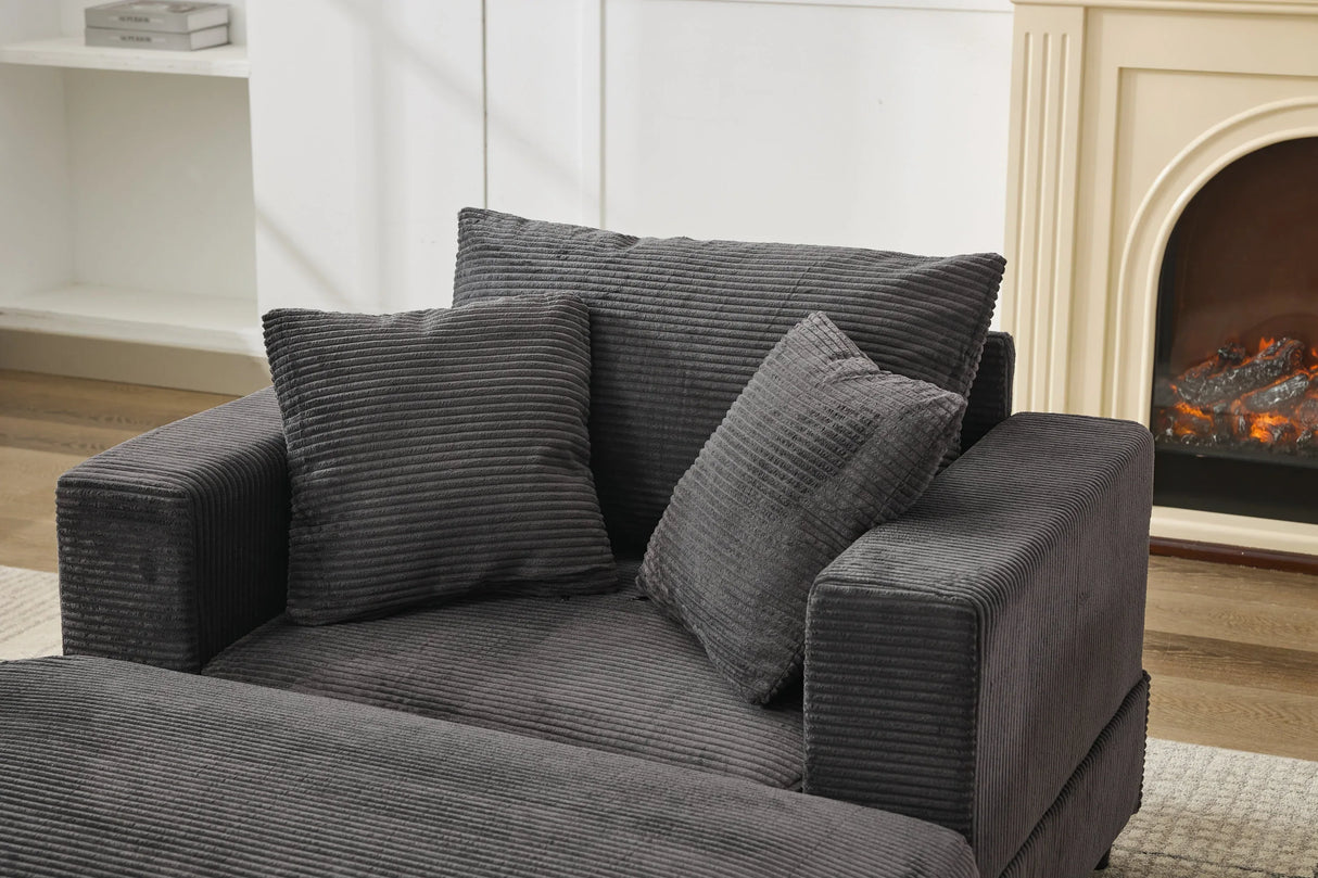 Corduroy Chaise Lounge Chair With Removable Ottoman - Omega Lifestyles