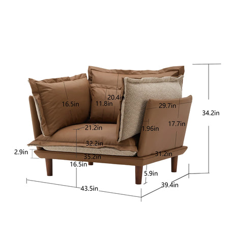 Modern Oversized Chenille Fabric Armchair Lounge Chair - Omega Lifestyles