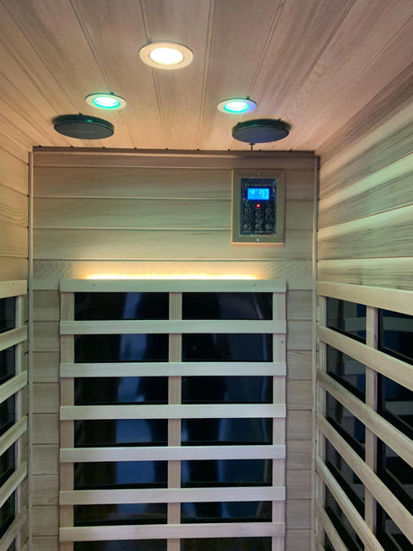 Outdoor Solid Wood Red Cedar 4-Person Infrared Sauna - Omega Lifestyles