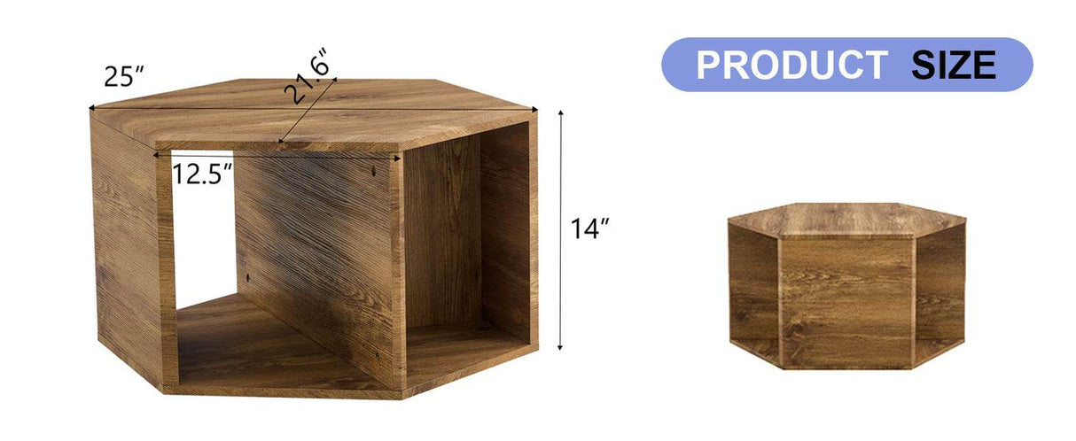 Hexagonal MDF Storage Coffee Table With Pattern - Omega Lifestyles