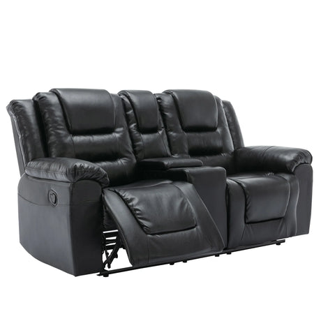 2-Seater Manual PU Leather Recliner Chair With Storage - Omega Lifestyles