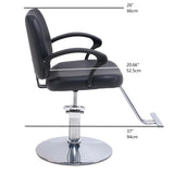 Adjustable Height Black PU Leather Barber Chair - Omega Lifestyles