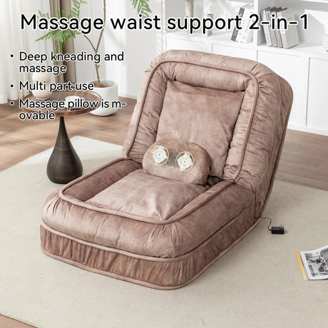 Adjustable Velvet Upholstered Massage Floor Sofa With Pillow - Omega Lifestyles