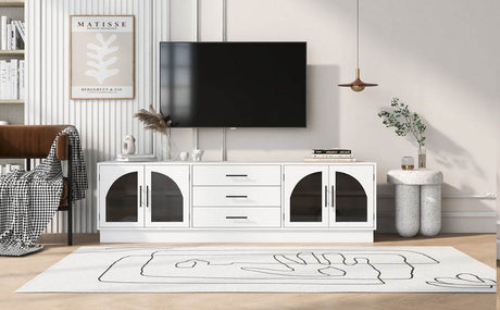 Modern Minimalist White MDF TV Stand With Storage - Sleep Galleria