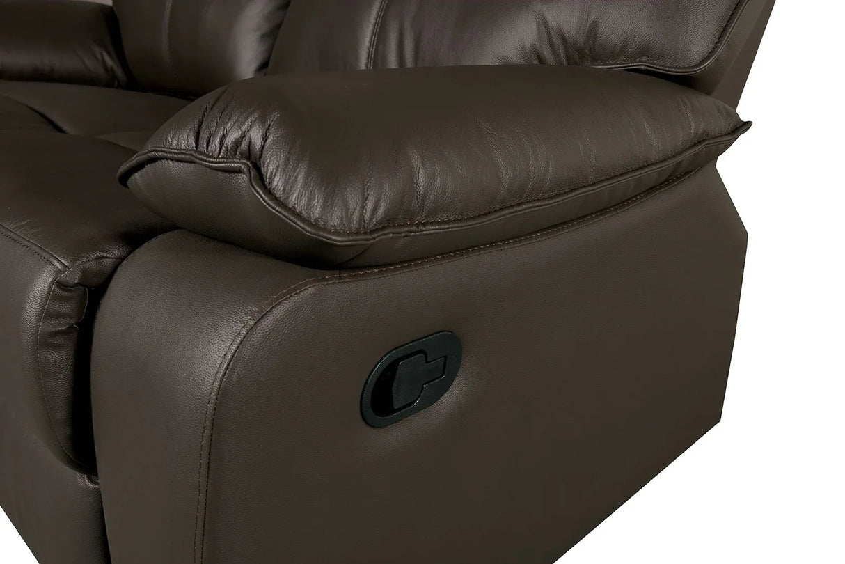 Contemporary Brown Leather Match Manual Recliner Chair - Omega Lifestyles