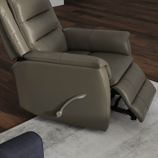 Swivel Glider Recliner With Manual Footrest And Leather Upholstery - Omega Lifestyles