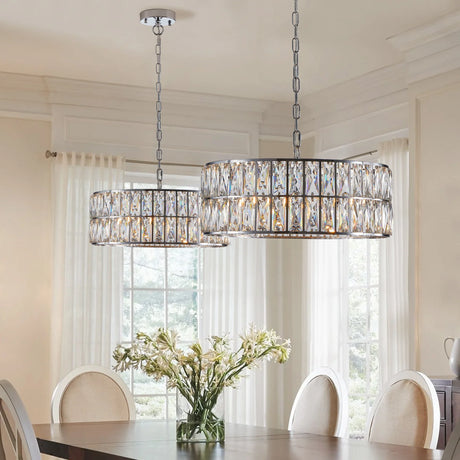 Luxury Crystal 5-Tier Chrome Round Semi Flush Chandelier - Omega Lifestyles