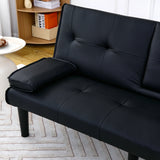 67-Inch Foldable PVC Sofa Bed With Cup Holder - Omega Lifestyles