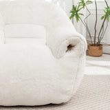 Faux Fur High Density Foam Bean Bag Chair With Footstool - Omega Lifestyles