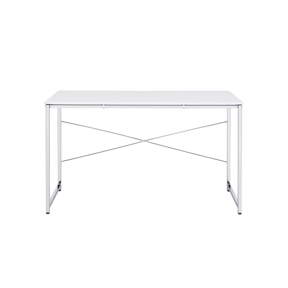 White Chrome Metal Frame Modern Writing Desk - Omega Lifestyles