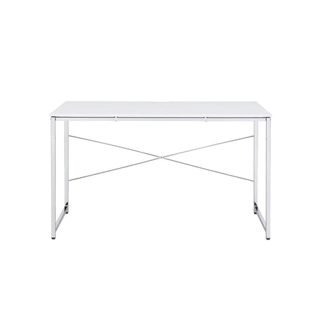 White Chrome Metal Frame Modern Writing Desk - Omega Lifestyles