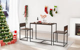 Modern Rectangular Brown MDF 3-Piece Dining Table Set - Omega Lifestyles