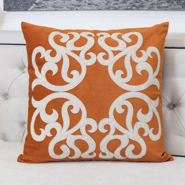20-Inch Orange Polyester Velvet Pillowcase Cover - Omega Lifestyles