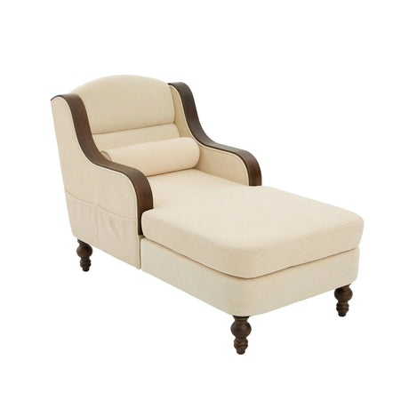 Beige Chenille Upholstered Wide Seat Lounge Chair - Omega Lifestyles