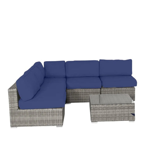Modern 6-Piece Modular Wicker Patio Furniture Set With Cushions - Omega Lifestyles