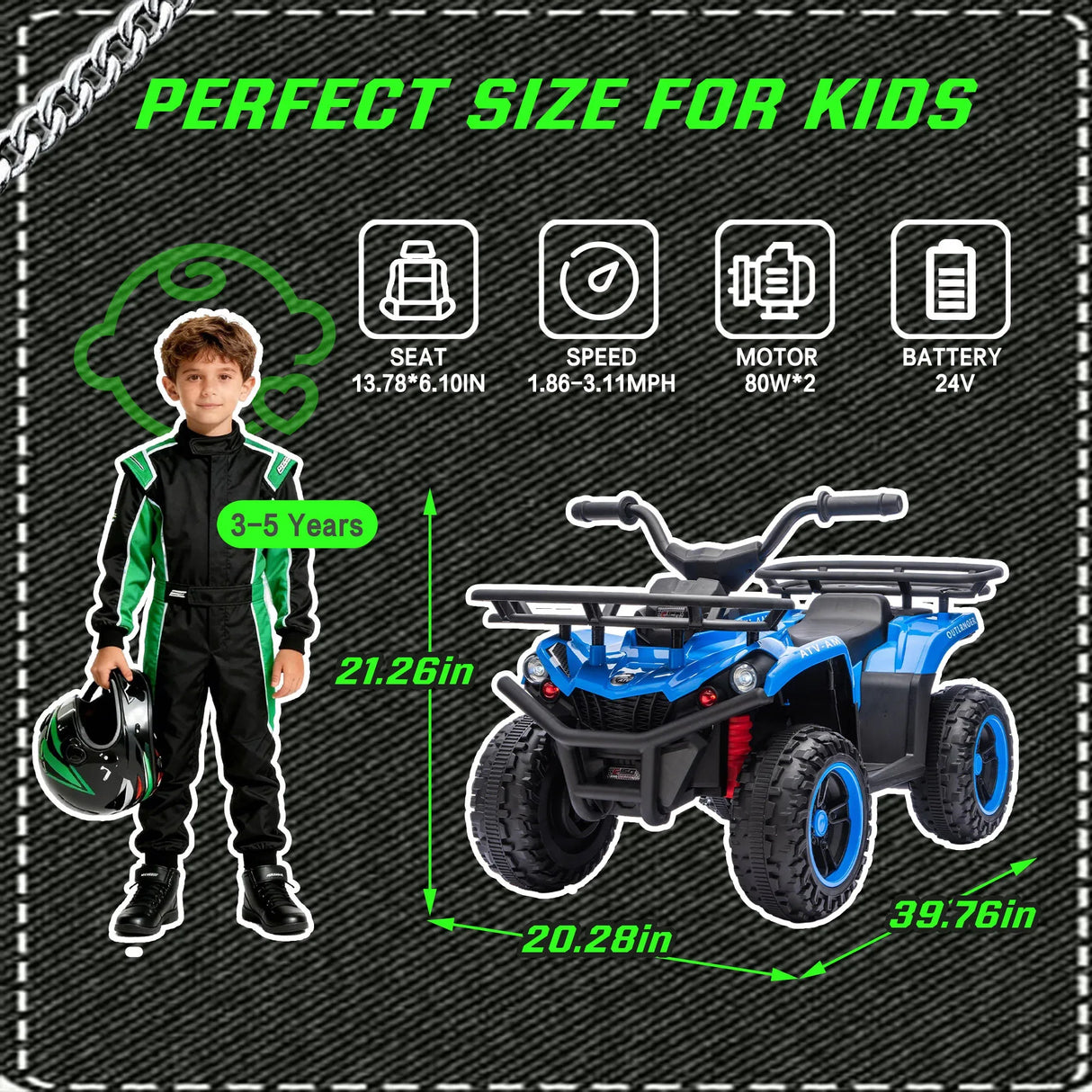 24V High-Power Kids Ride On ATV With Bluetooth - Omega Lifestyles