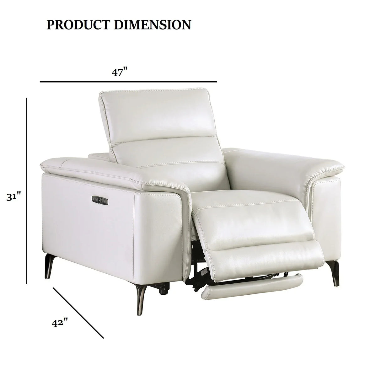 Contemporary Light Taupe Power Recliner With Pillow Top Arms - Omega Lifestyles