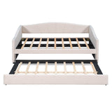 Upholstered Twin Daybed With Trundle And Wood Slats - Omega Lifestyles