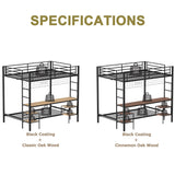 Full Over Twin Metal Bunk Bed With Desk Charging Station - Omega Lifestyles