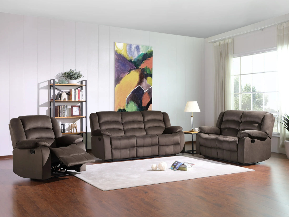 Brown Fabric Upholstered Sofa With Lumbar Support - Omega Lifestyles