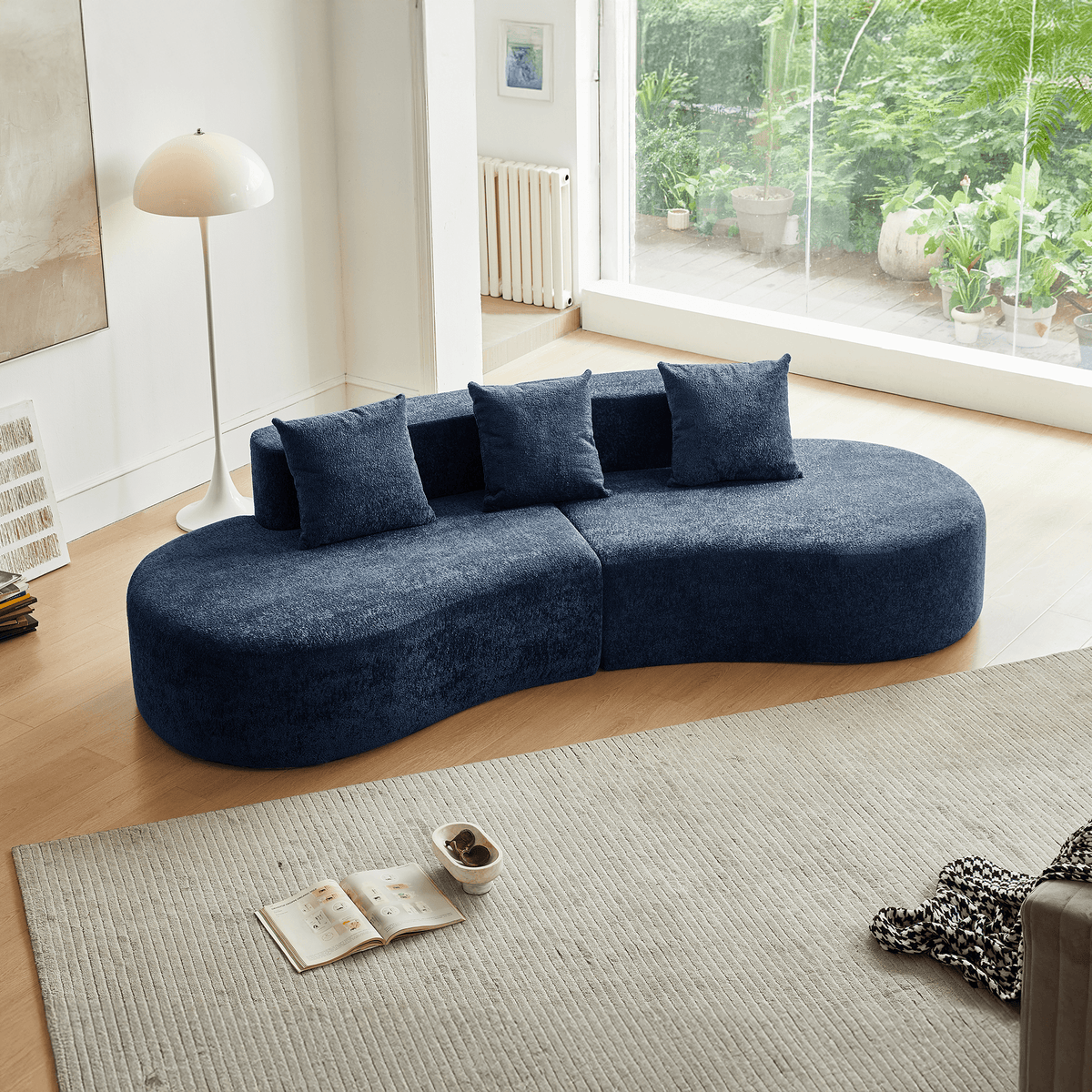Modern Curved Velvet 5-Seater Armless Sectional Sofa - Omega Lifestyles