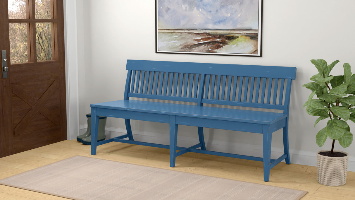 Solid Wood Farmhouse Blue Dining Bench
