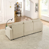 Modern Corduroy 7-Seat Armless Cushion Back Sofa Set - Omega Lifestyles