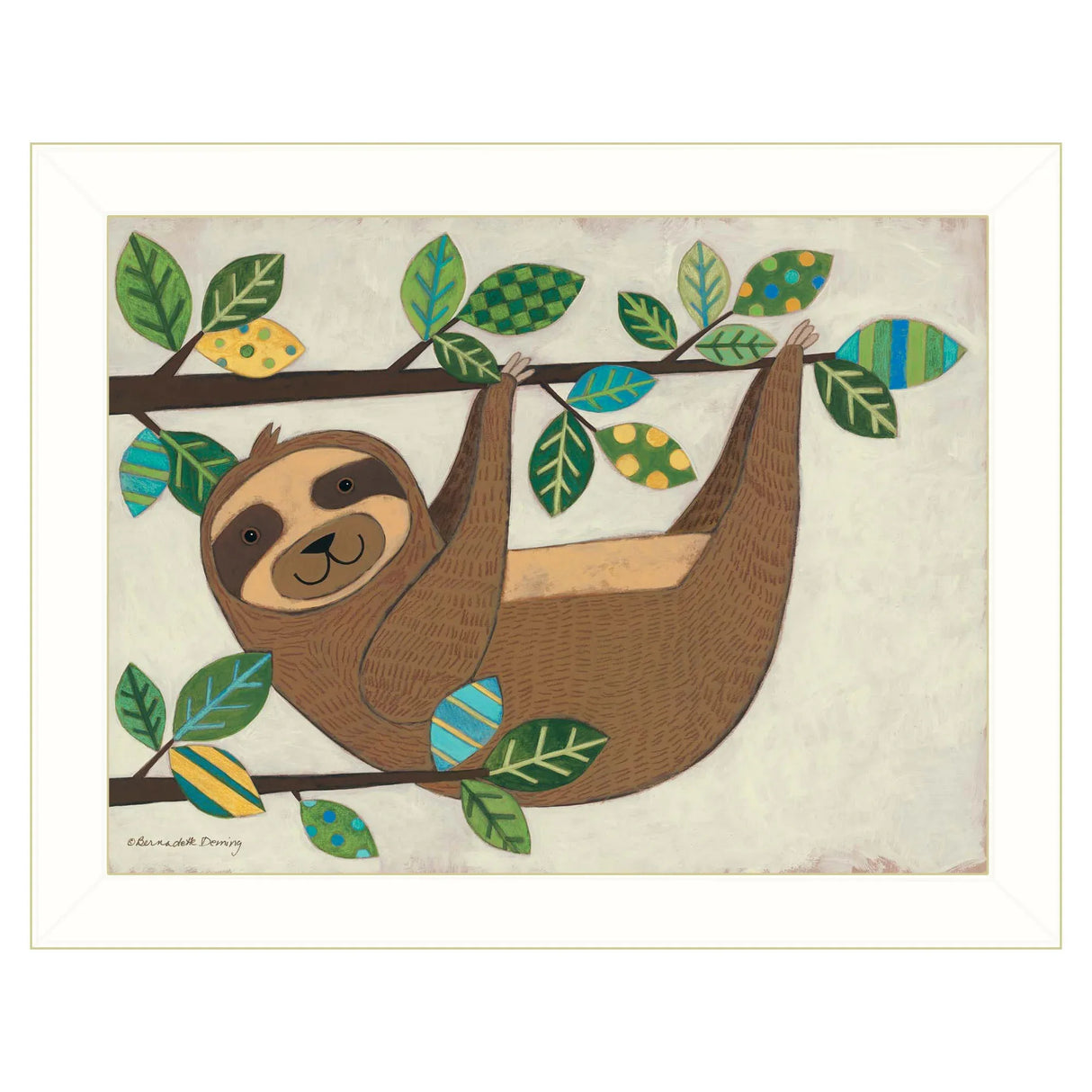 Multicolor Paper Framed Wall Art Hanging Sloth Print - Omega Lifestyles