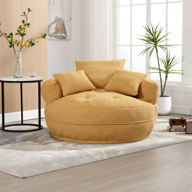 Modern Chenille Circular Sleeper Sofa With Throw Pillows - Omega Lifestyles