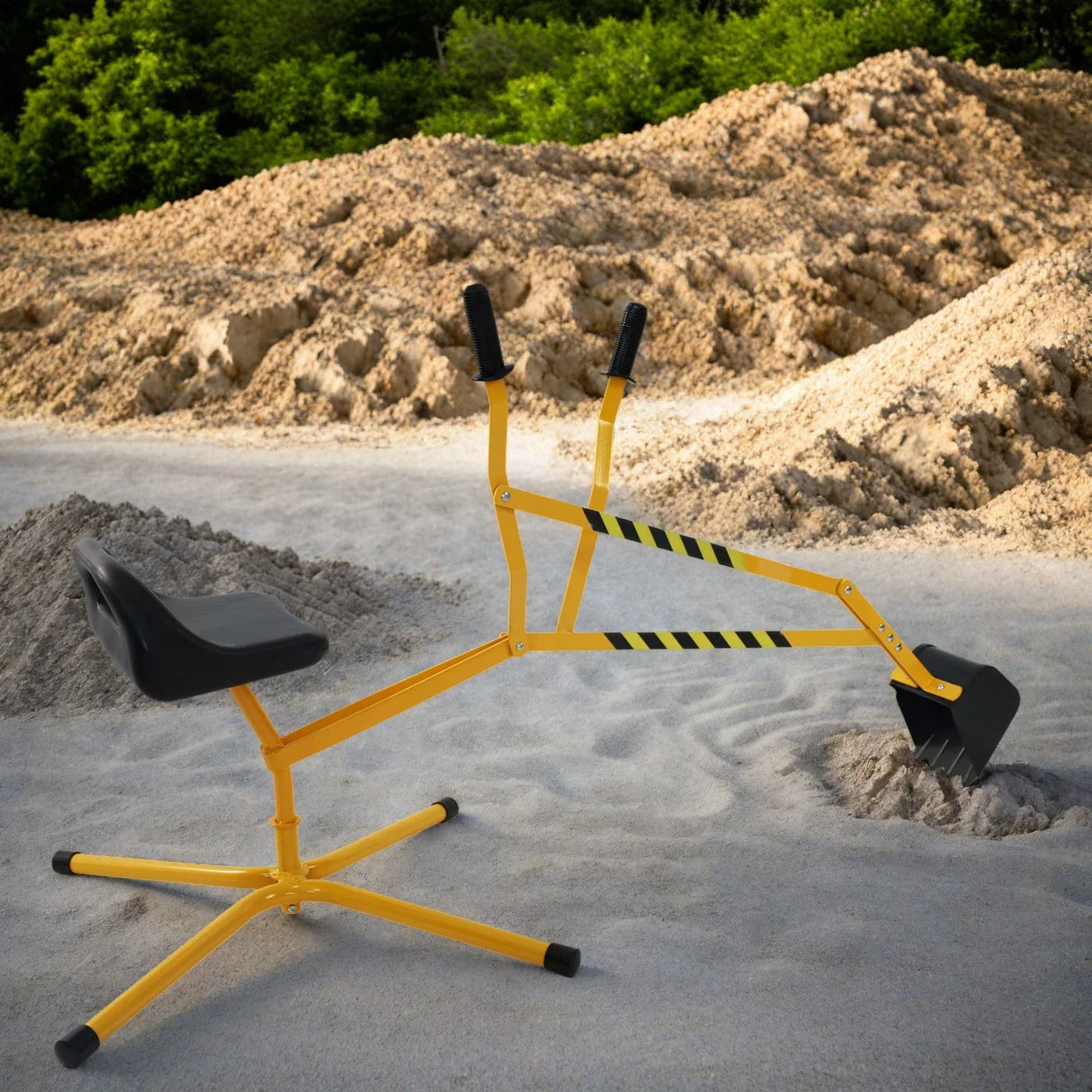 Interactive Yellow Metal Riding Excavator Toy With Bucket Control - Omega Lifestyles