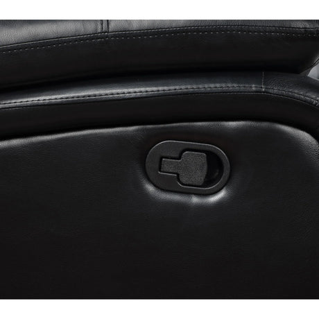 Black Upholstered Manual Reclining Loveseat With Pillow Arms - Omega Lifestyles
