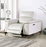 Contemporary Light Taupe Power Recliner With Pillow Top Arms - Omega Lifestyles