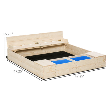 Kids Wooden Sandbox With Foldable Bench And Storage Boxes - Omega Lifestyles
