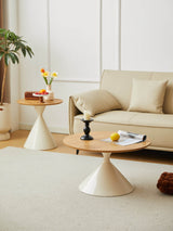 Round Brown White MDF And Metal Coffee Table Set - Sleep Galleria