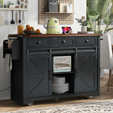 Farmhouse Kitchen Island Rolling Cart With Power Outlet - Omega Lifestyles