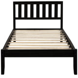 Twin Espresso Solid Wood Platform Bed With Headboard - Omega Lifestyles