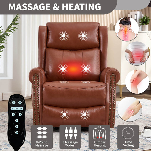 Genuine Leather Medium-Firm Massage Recliner Chair - Omega Lifestyles