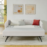 Twin Upholstered Linen Daybed With Functional Trundle - Omega Lifestyles