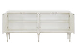 French Provincial Pearl White Silver Console Cabinet - Omega Lifestyles