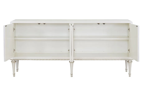 French Provincial Pearl White Silver Console Cabinet - Omega Lifestyles