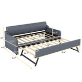 Twin Upholstered Daybed With Trundle And USB Charging - Omega Lifestyles