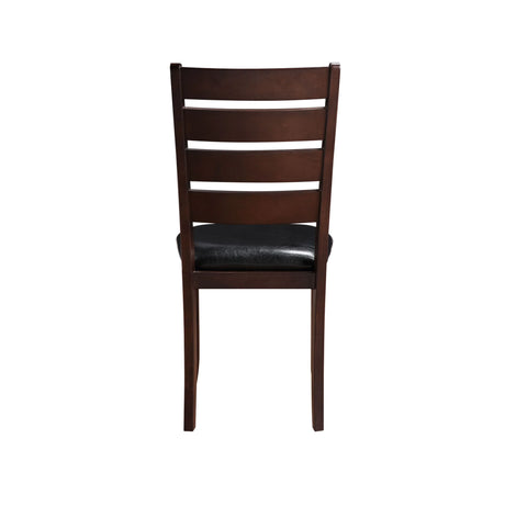 Set of 2 Black Synthetic Leather Cherry Finish Side Chairs - Omega Lifestyles