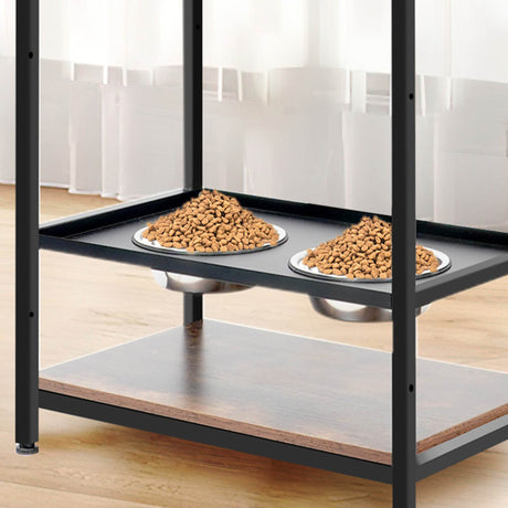 Adjustable Height Raised Dog Feeding Station With Storage - Sleep Galleria