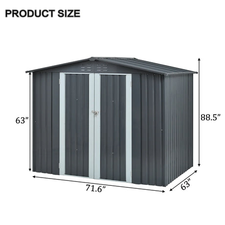 Heavy-Duty Galvanized Steel 6x8ft Outdoor Storage Shed - Omega Lifestyles